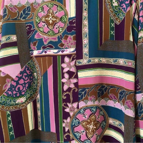 Vintage S. G. Sport Patterned Button Up and Tank Top Set Purple Gold Green - Picture 7 of 10